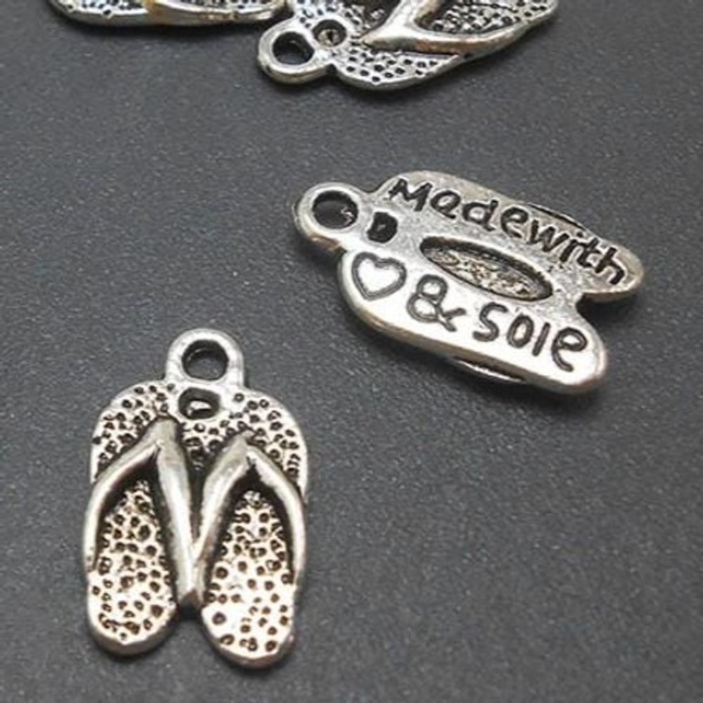 12pcs Flip Flop Charms Silver Tone‎ Metal